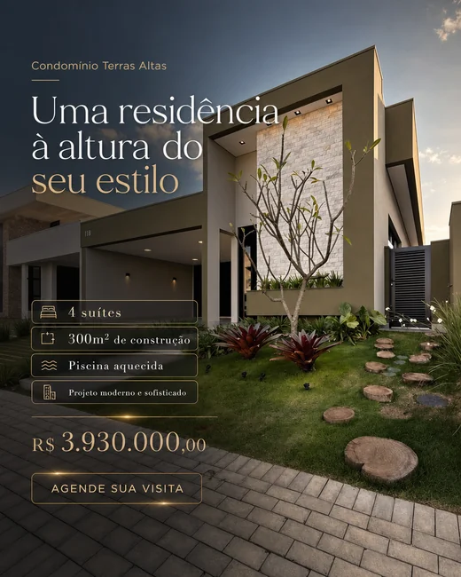 Criativo de uma residência de alto padrão, com composição em tons dourados